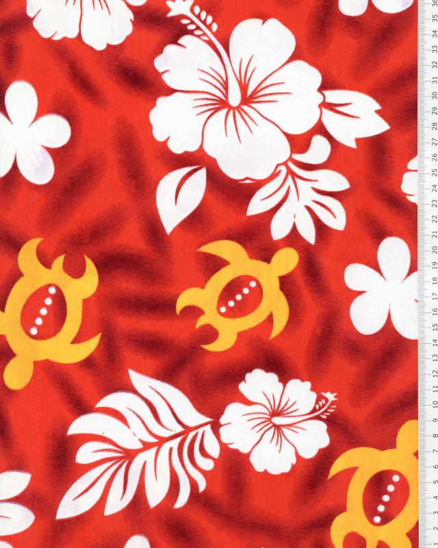 Tissu Polynésien HONU Rouge - Tissushop